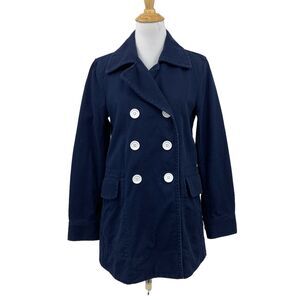 J Crew Peacoat Womens 4 Navy Double Breasted Heavyweight Cotton Twill Jacket
